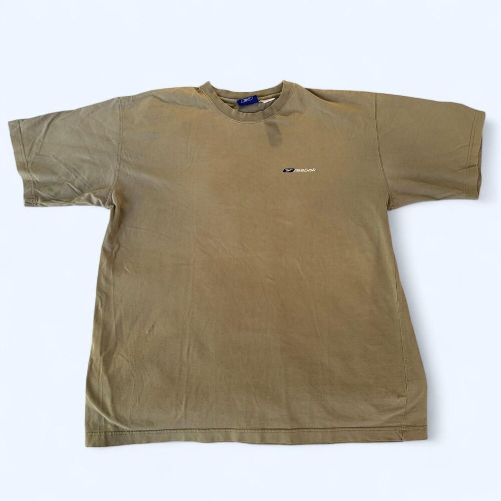 Y2K Reebok Men's Olive Green Khaki T-shirt
